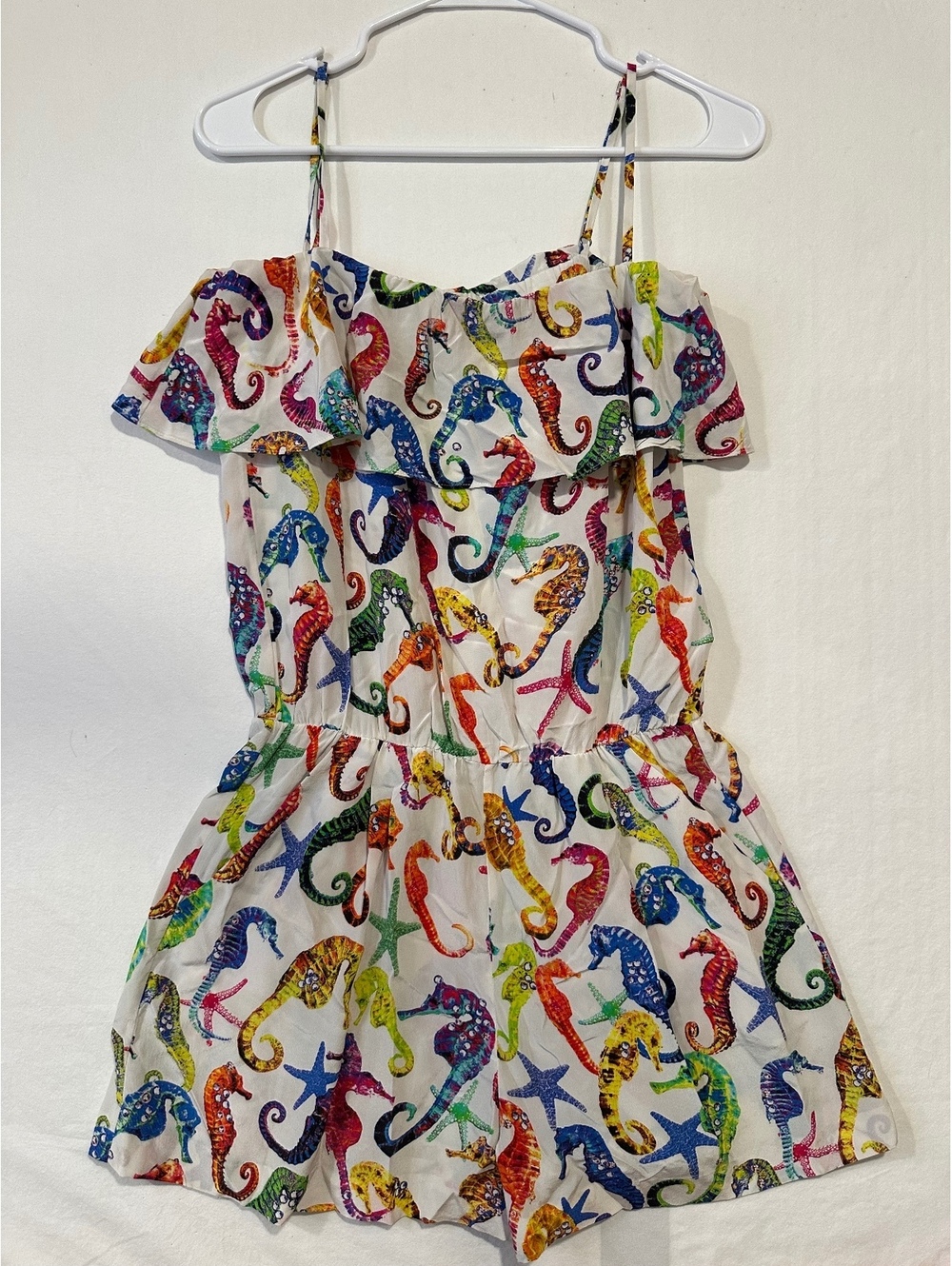 Sass & Bide Two Worlds 100% Silk Seahorse Print Ruffle Dress US 4